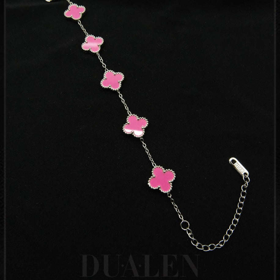 Pembe Yonca Çelik Bileklik ( Silver )