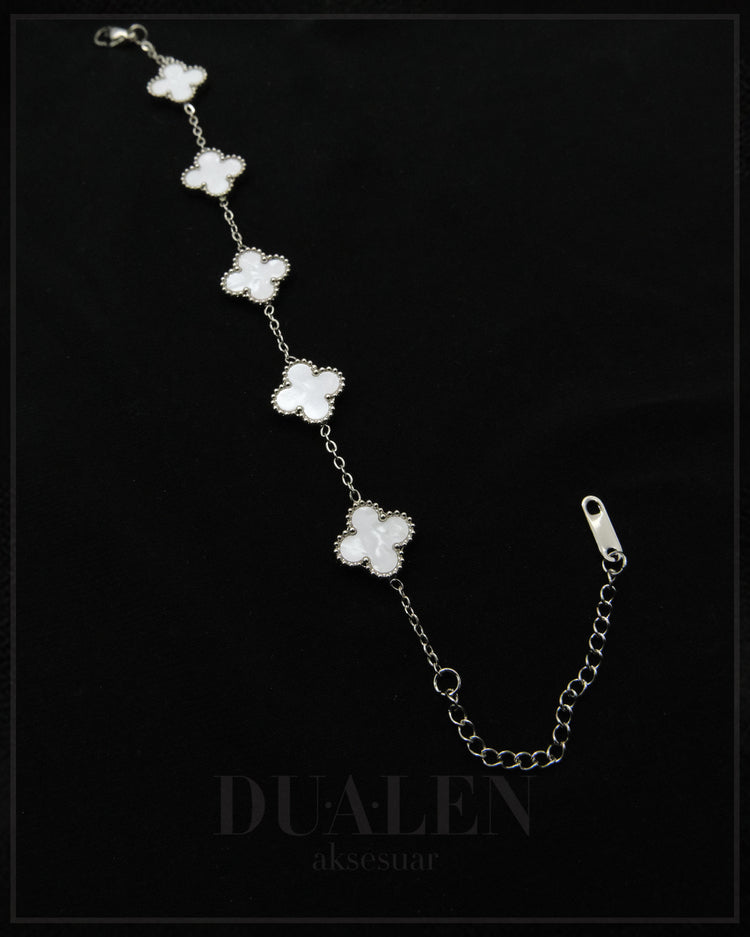 Yonca Beyaz Çelik Set ( Silver )