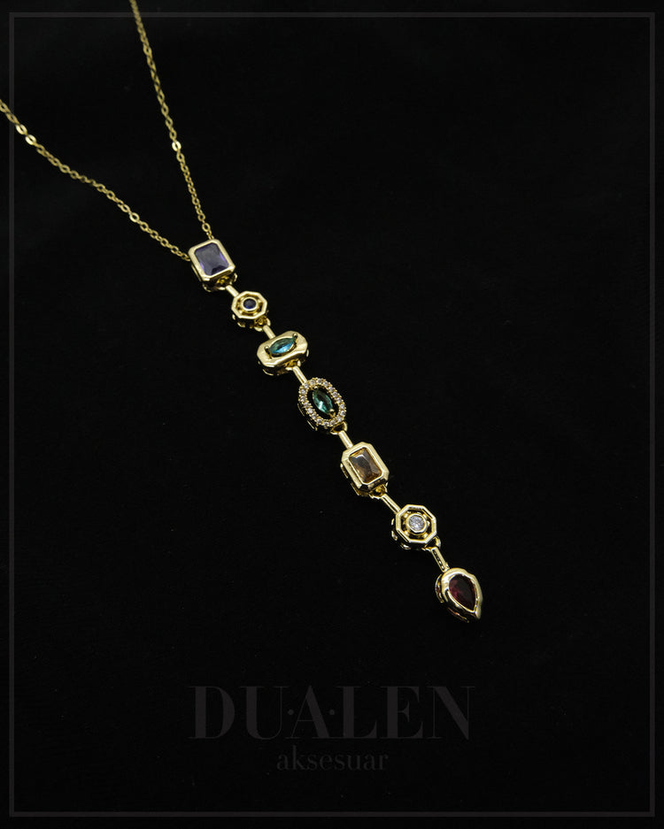7 Element Çelik Y Kolye ( Gold )