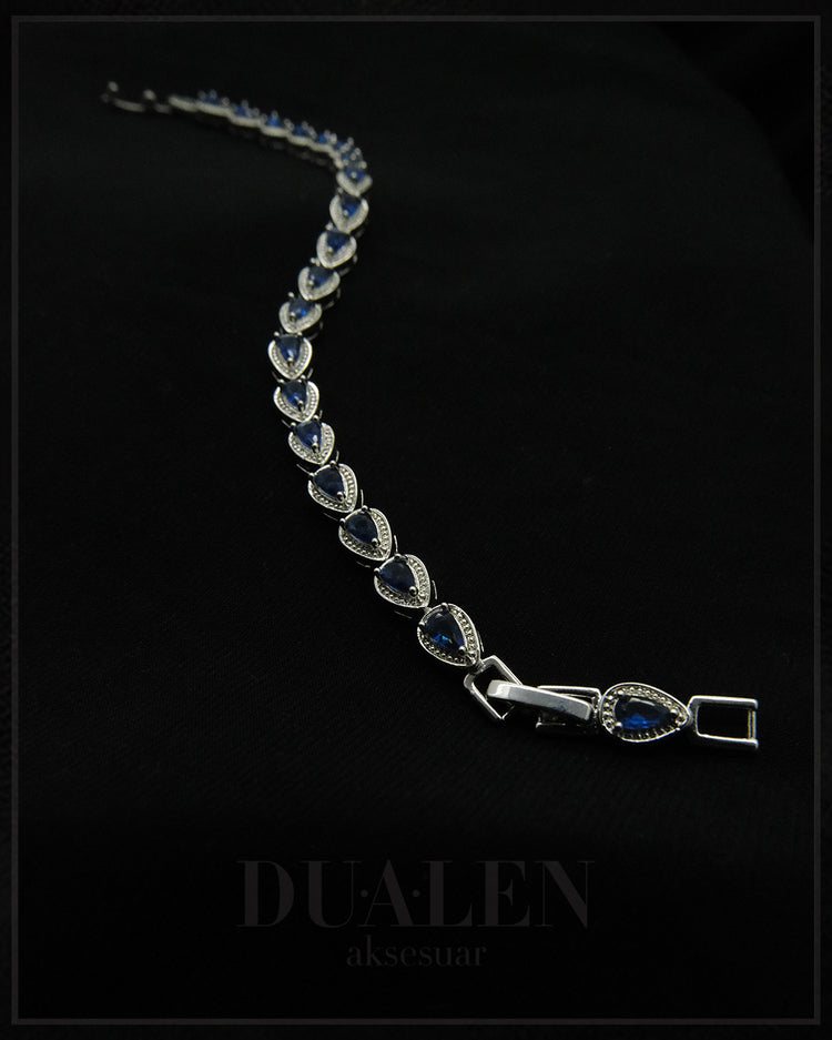 Zirkonyum Mavi Damla Bileklik ( Silver )