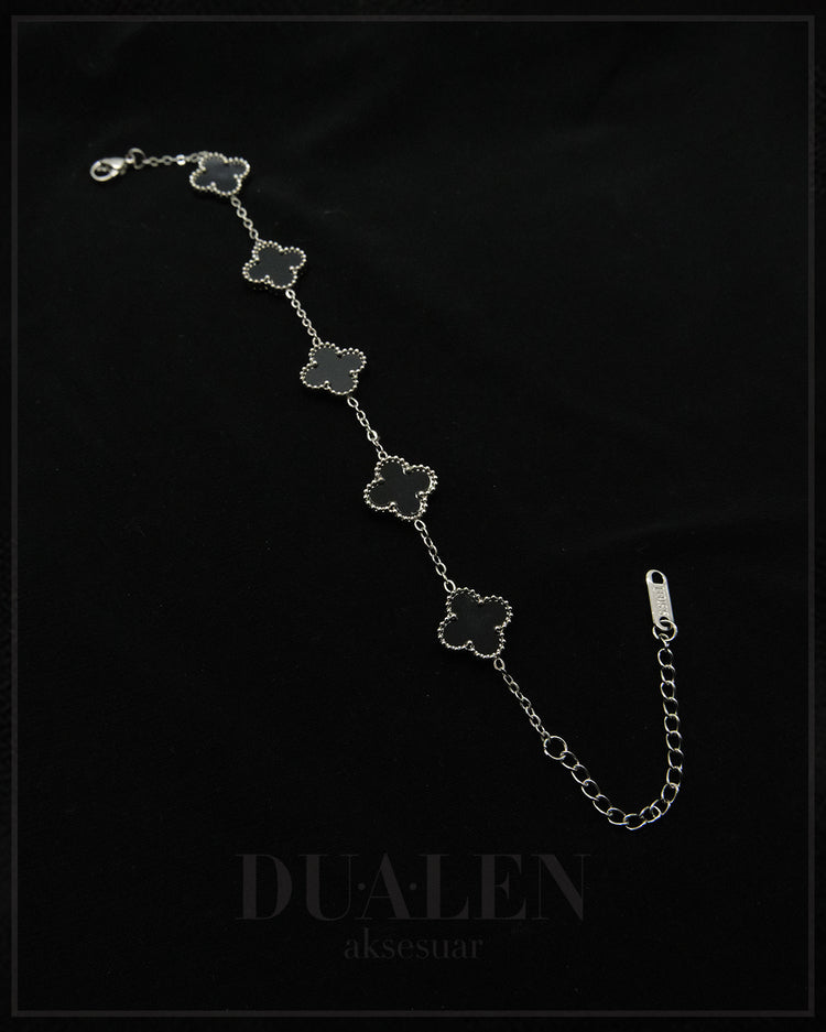 Siyah Yonca Çelik Set ( Silver )